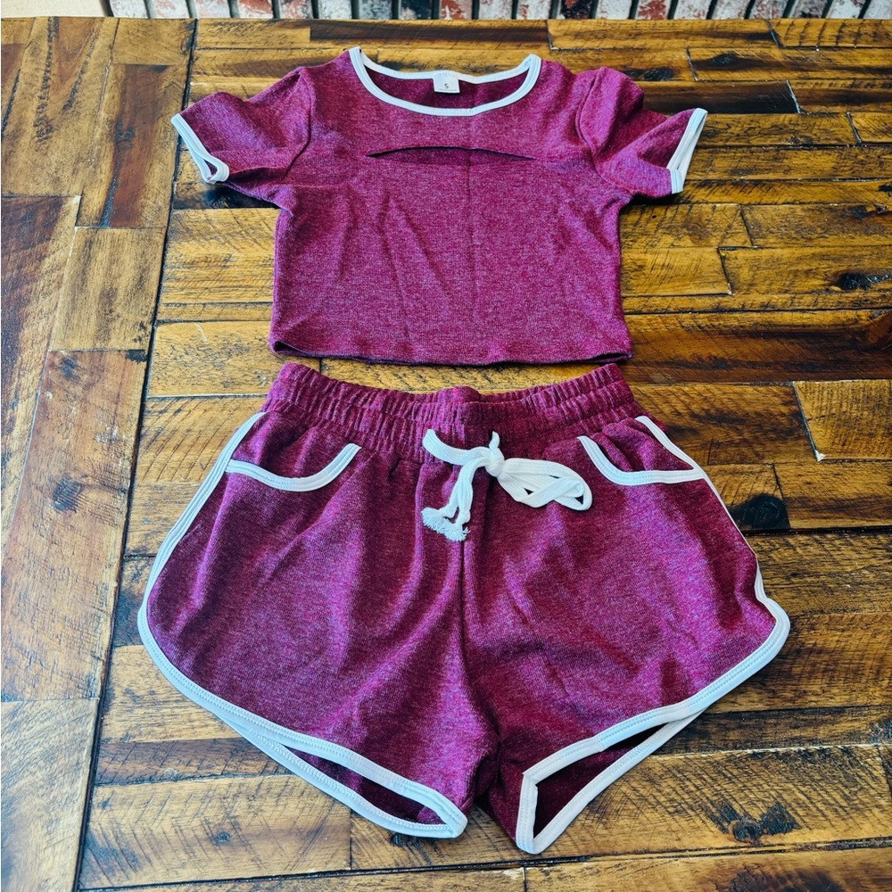 Burgundy Two-Piece Lounge Set